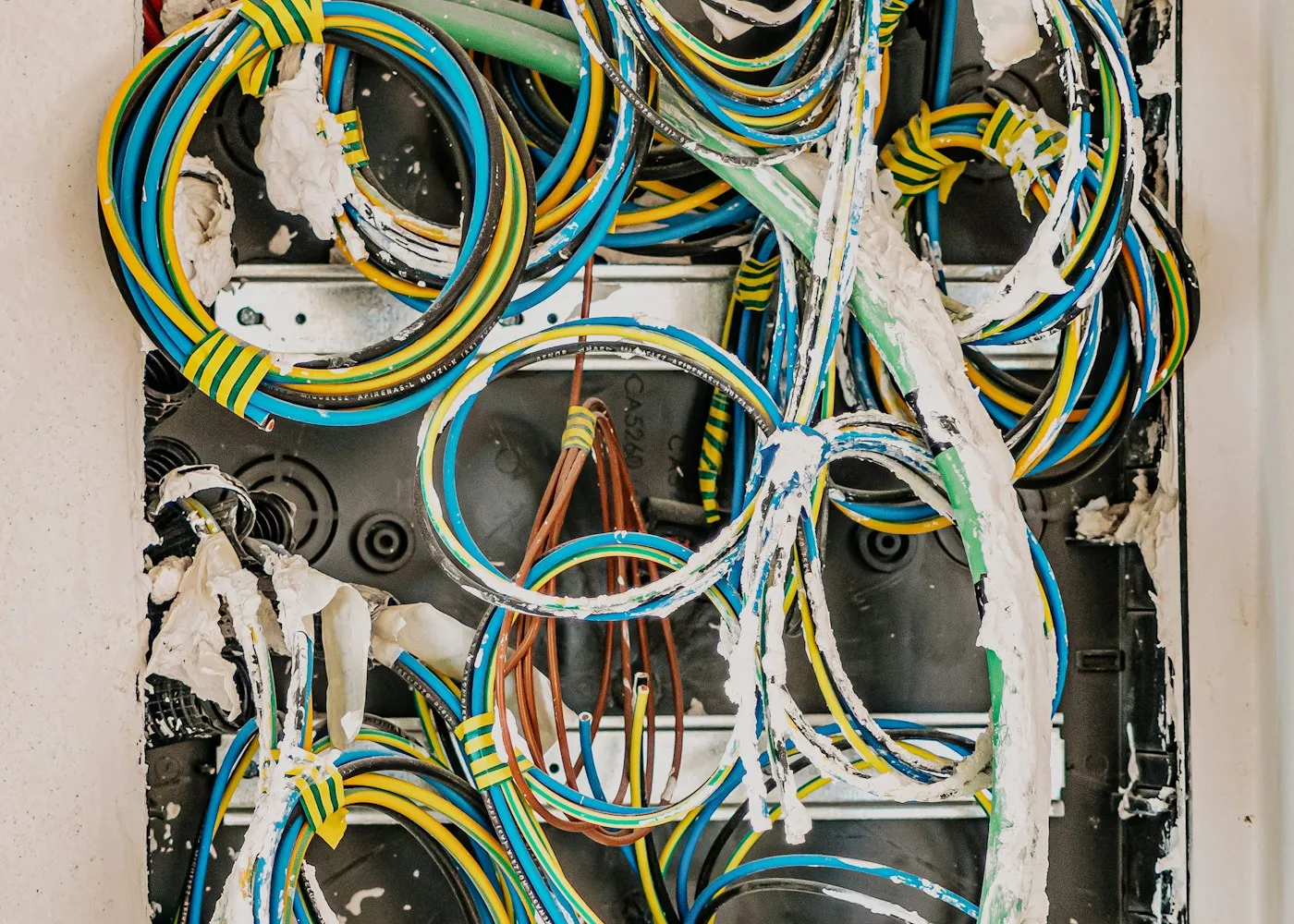 Livewire service wiring, dressed and labeled