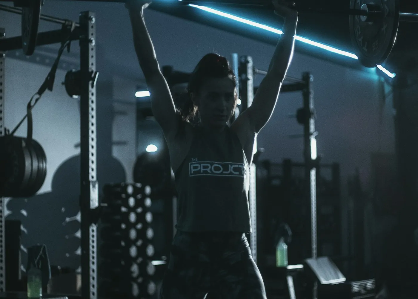 Late session under the blue lights at Foundry Strength