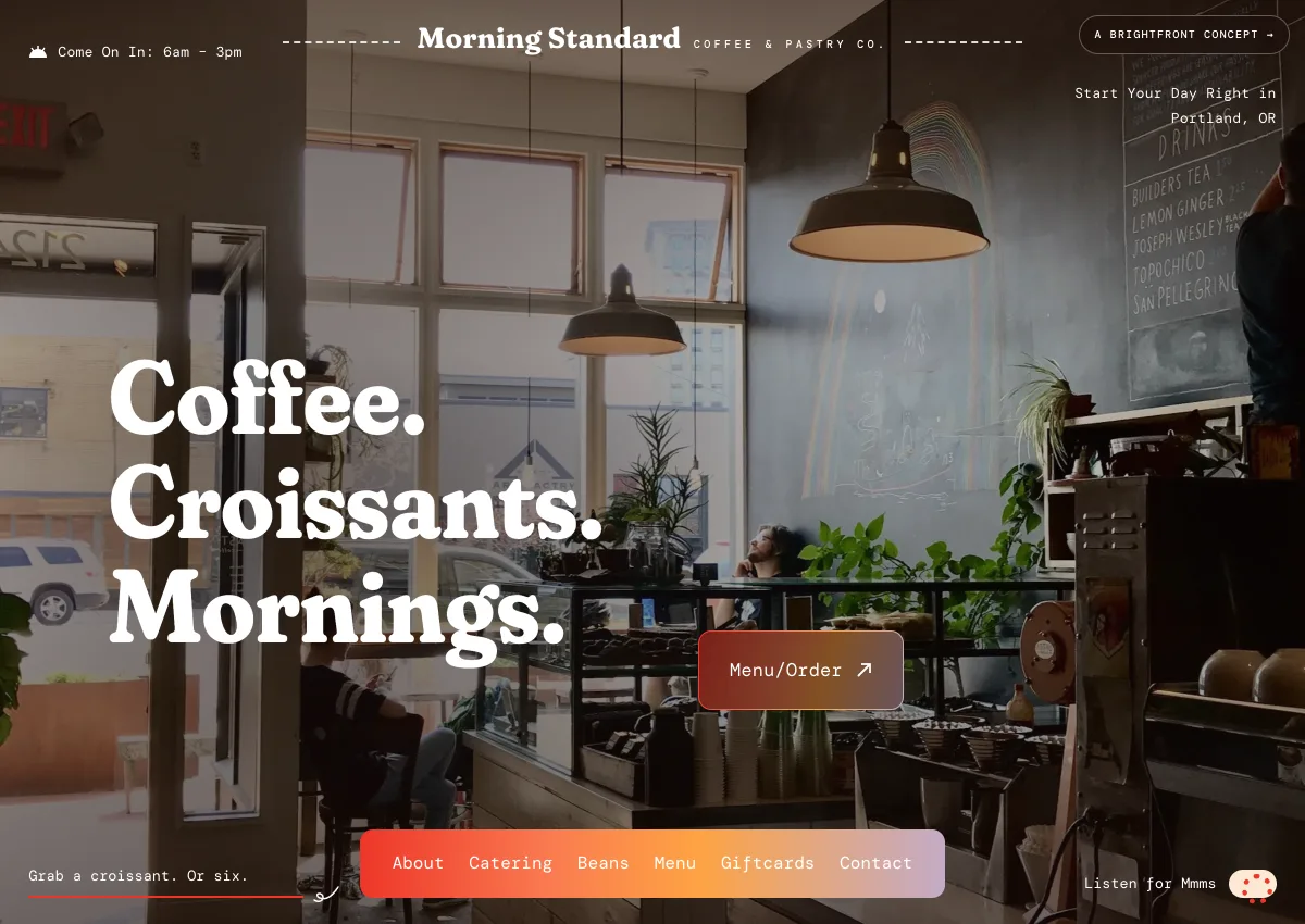 The Morning Standard — coffee shop website concept by BrightFront