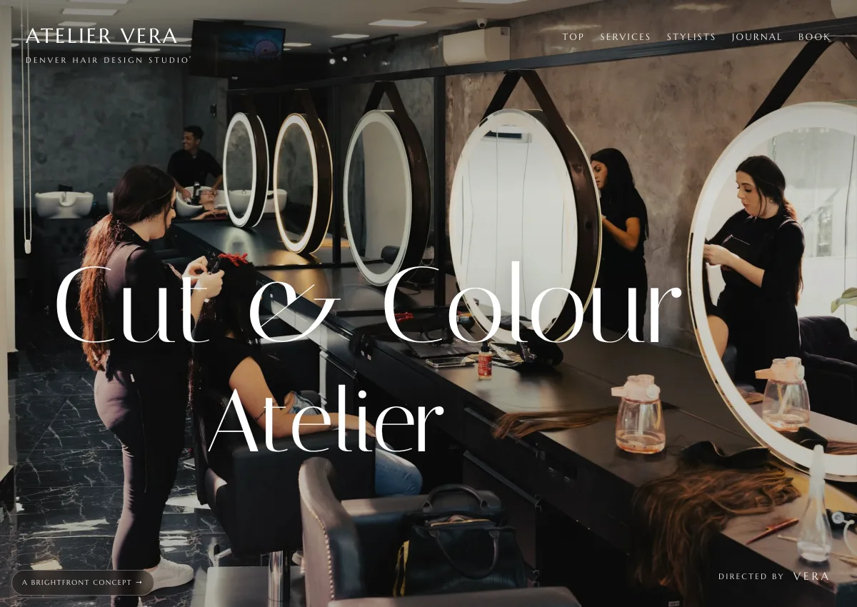 Atelier Vera — hair salon website concept by BrightFront